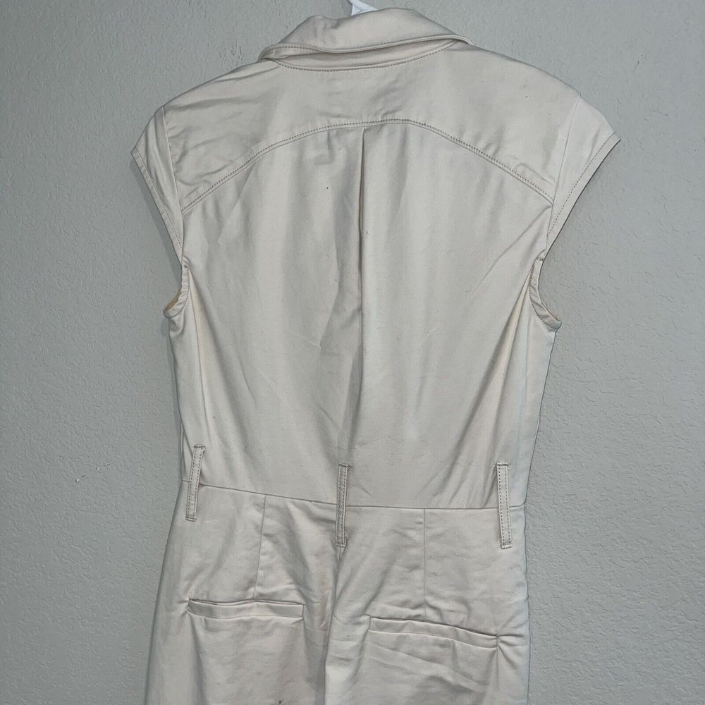 Anthropologie Eliza Utility Straight Leg Jumpsuit In Off White Size 0 - Picture 7 of 10